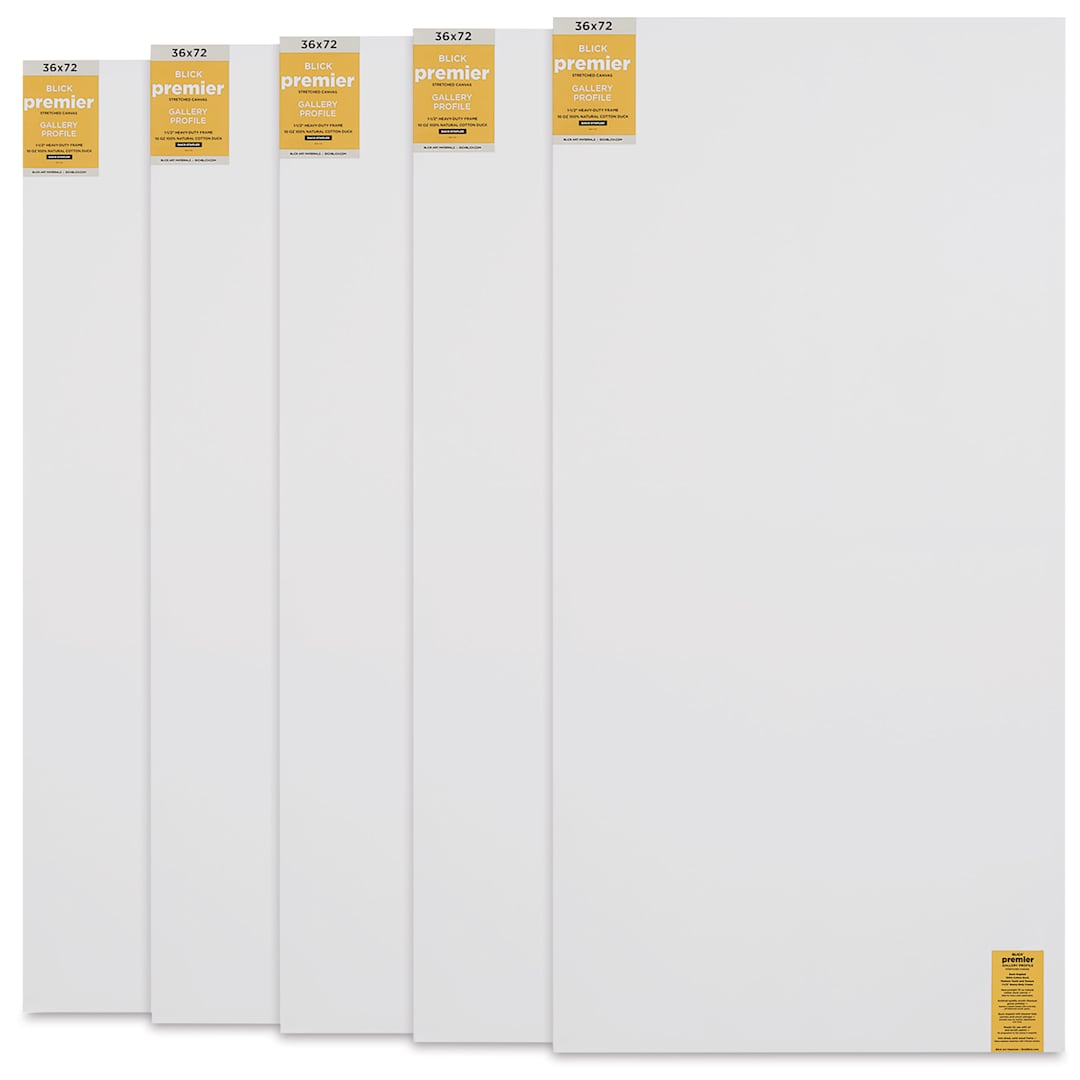 Open in modal - Blick Premier Stretched Cotton Canvas - Gallery Profile, Back-Stapled, 36" x 72", Pkg of 5 front