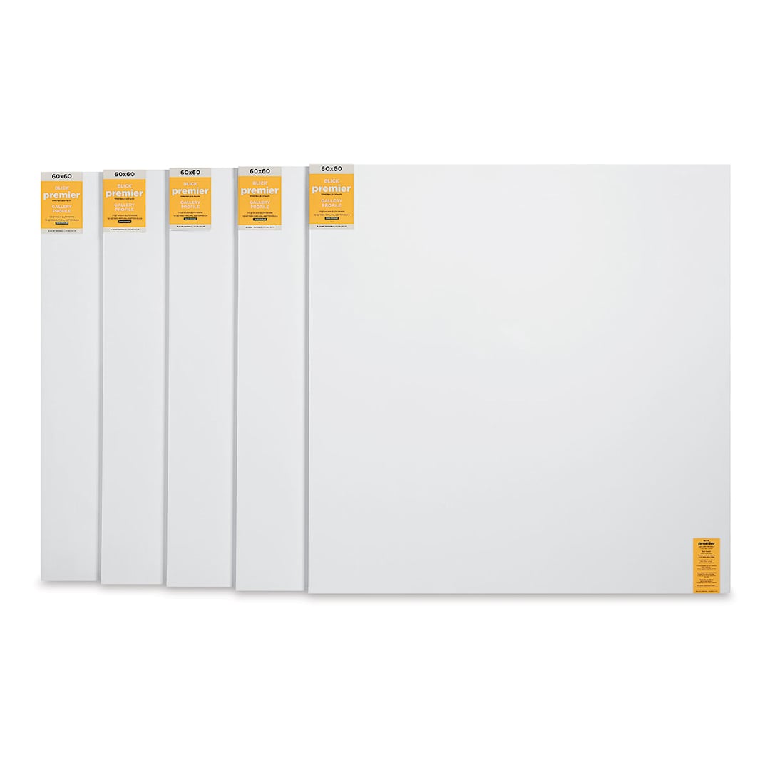 Open in modal - Blick Premier Stretched Cotton Canvas - Gallery Profile, Back-Stapled, 60" x 60", Pkg of 5 (five fronts)