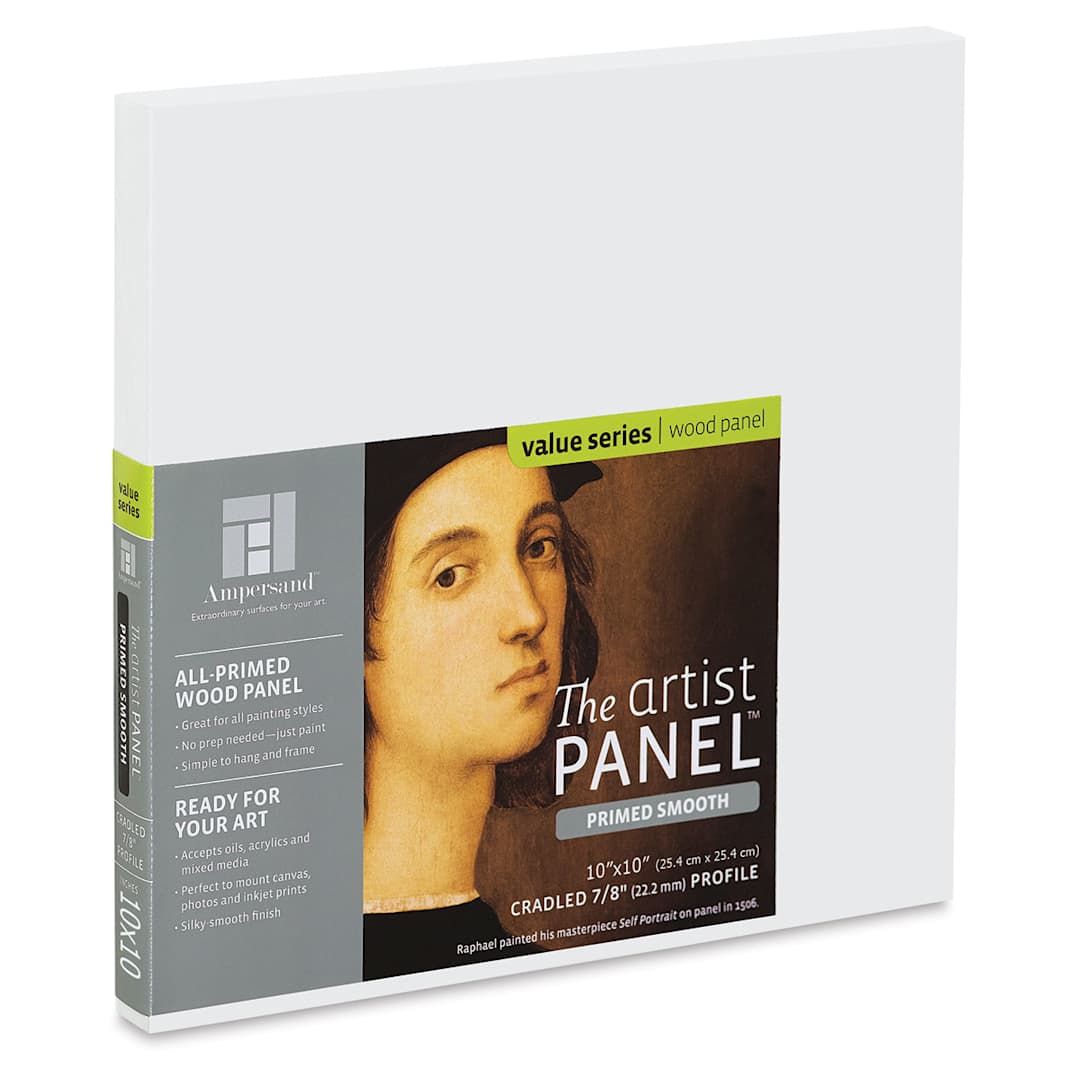 Open in modal - Ampersand Value Series Artist Panel - Smooth, 10" x 10", 7/8" Cradle