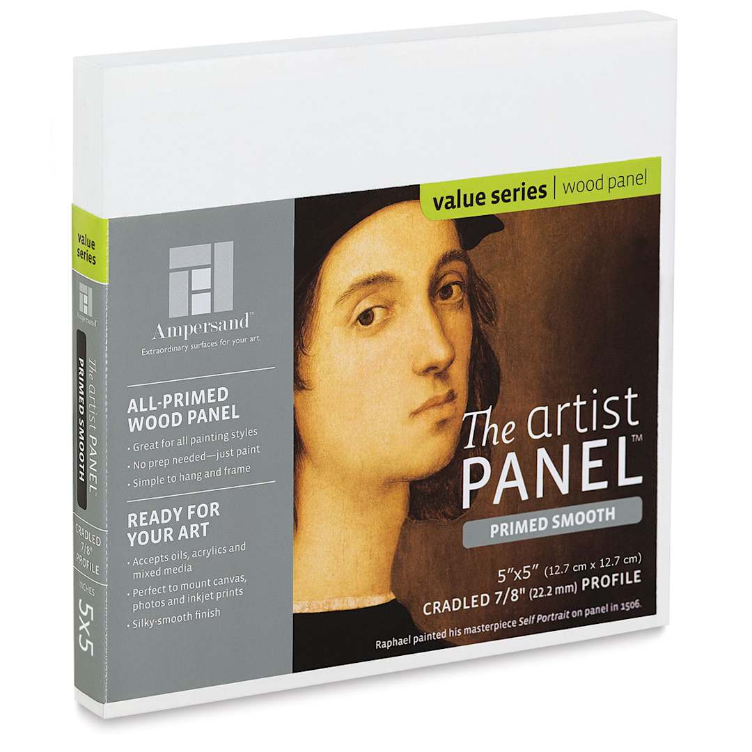 Open in modal - Ampersand Value Series Artist Panel - Smooth, 5" x 5", 7/8" Cradle