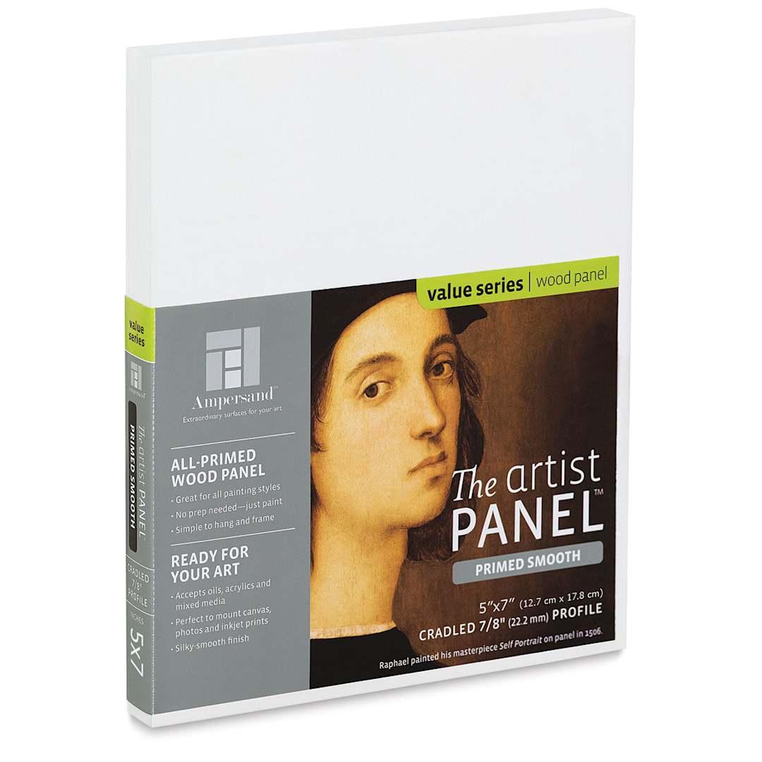 Open in modal - Ampersand Value Series Artist Panel - Smooth, 5" x 7", 7/8" Cradle