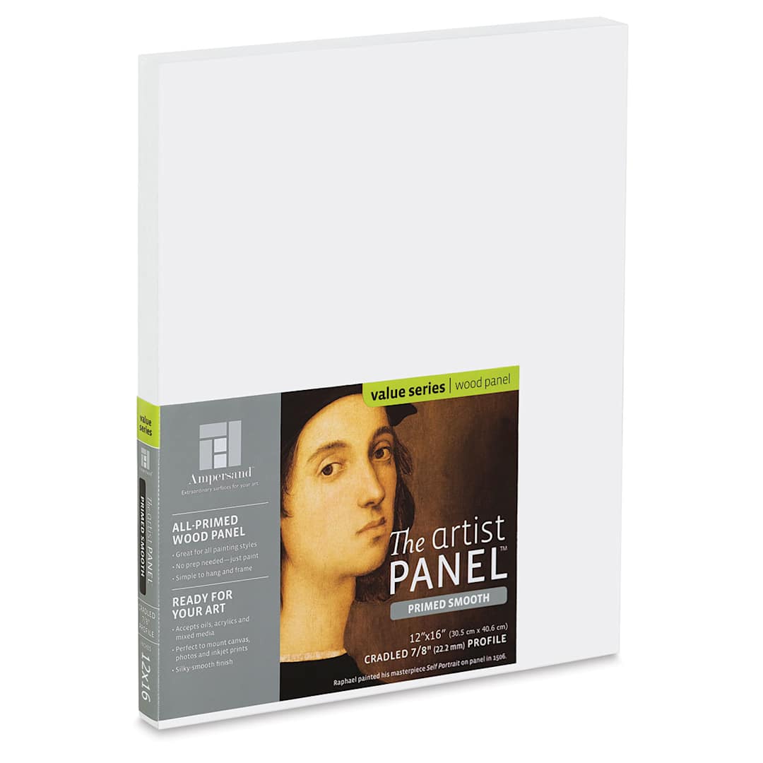 Open in modal - Ampersand Value Series Artist Panel - Smooth, 12" x 16", 7/8" Cradle