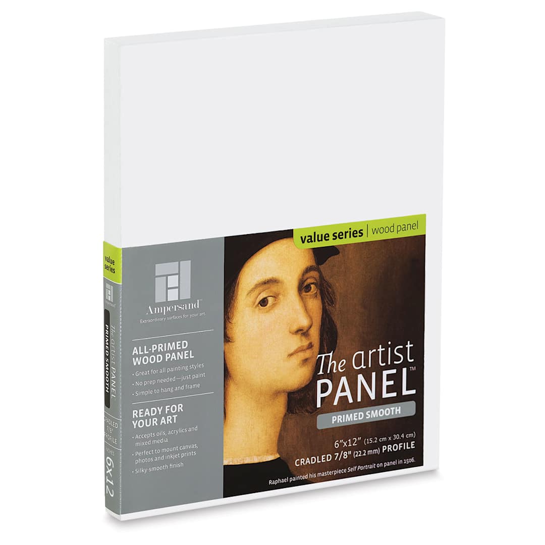 Open in modal - Ampersand Value Series Artist Panel - Smooth, 6" x 12", 7/8" Cradle