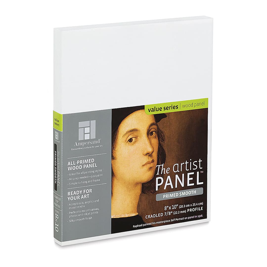 Open in modal - Ampersand Value Series Artist Panel - Smooth, 8" x 10", 7/8" Cradle