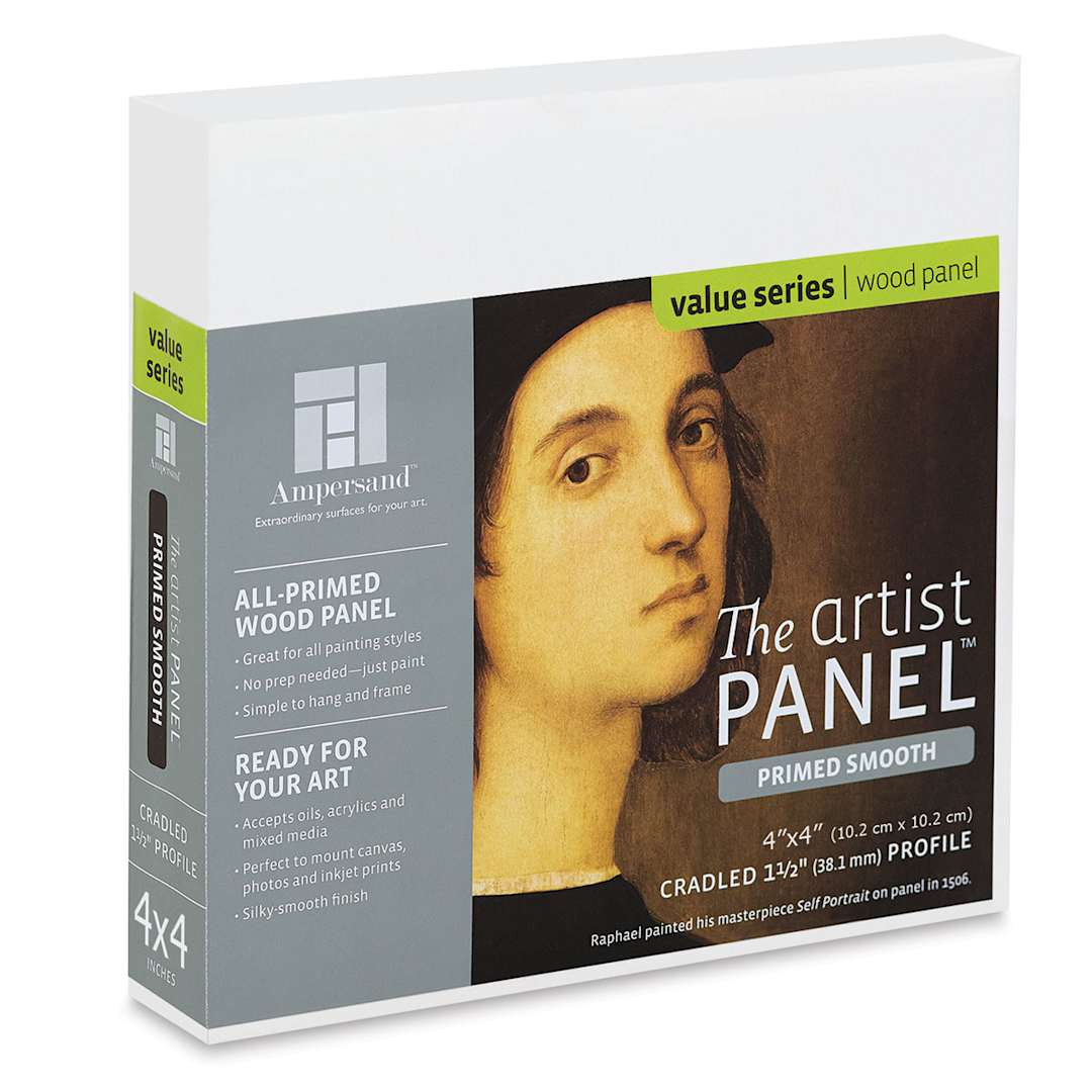 Open in modal - Ampersand Value Series Artist Panel - Smooth, 4" x 4", 1-1/2" Cradle