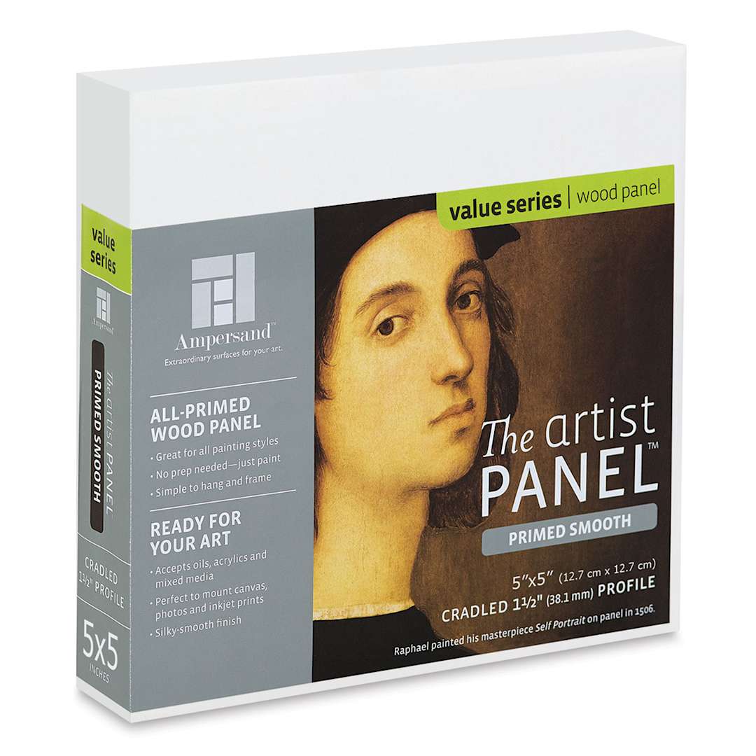 Open in modal - Ampersand Value Series Artist Panel - Smooth, 5" x 5", 1-1/2" Cradle