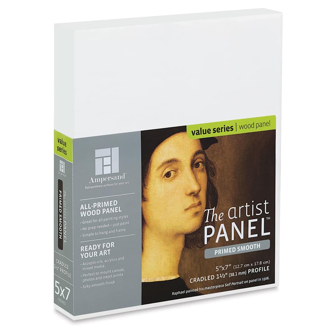 Open in modal - Ampersand Value Series Artist Panel - Smooth, 5" x 7", 1-1/2" Cradle