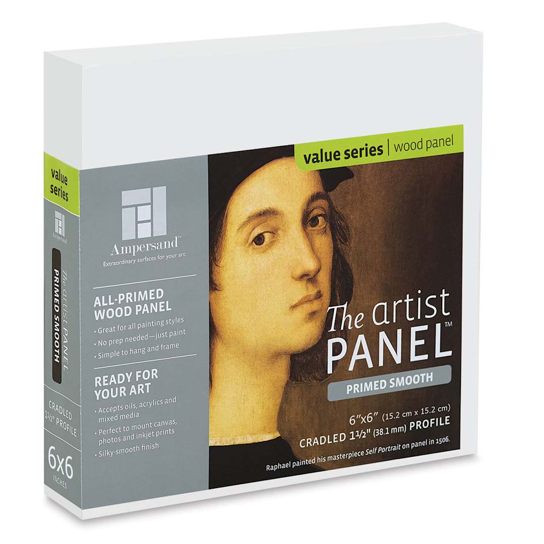 Open in modal - Ampersand Value Series Artist Panel - Smooth, 6" x 6", 1-1/2" Cradle