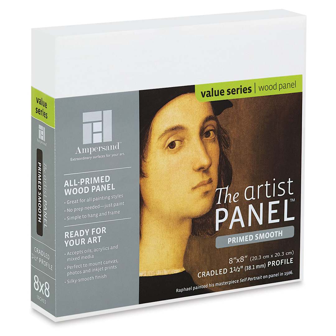 Open in modal - Ampersand Value Series Artist Panel - Smooth, 8" x 8", 1-1/2" Cradle