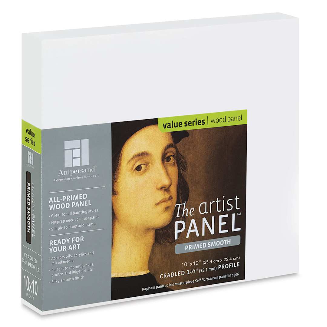 Open in modal - Ampersand Value Series Artist Panel - Smooth, 10" x 10", 1-1/2" Cradle