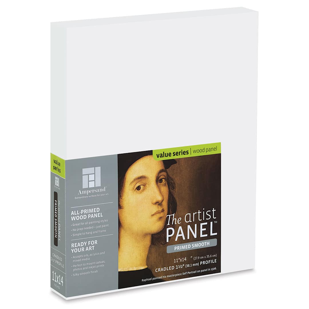 Open in modal - Ampersand Value Series Artist Panel - Smooth, 11" x 14", 1-1/2" Cradle