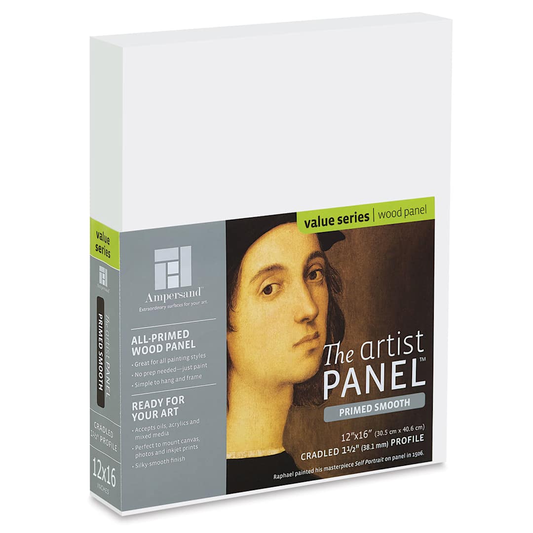 Open in modal - Ampersand Value Series Artist Panel - Smooth, 12" x 16", 1-1/2" Cradle