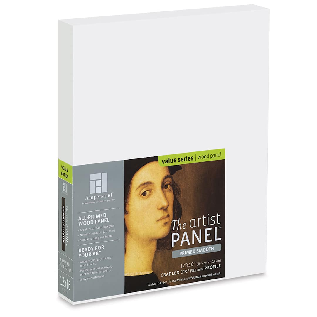 Open in modal - Ampersand Value Series Artist Panel - Smooth, 16" x 20", 1-1/2" Cradle