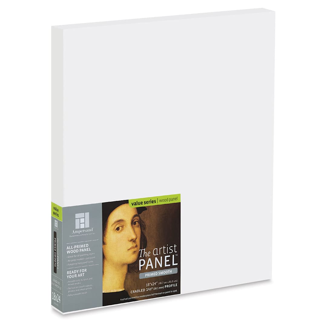 Open in modal - Ampersand Value Series Artist Panel - Smooth, 18" x 24", 1-1/2" Cradle