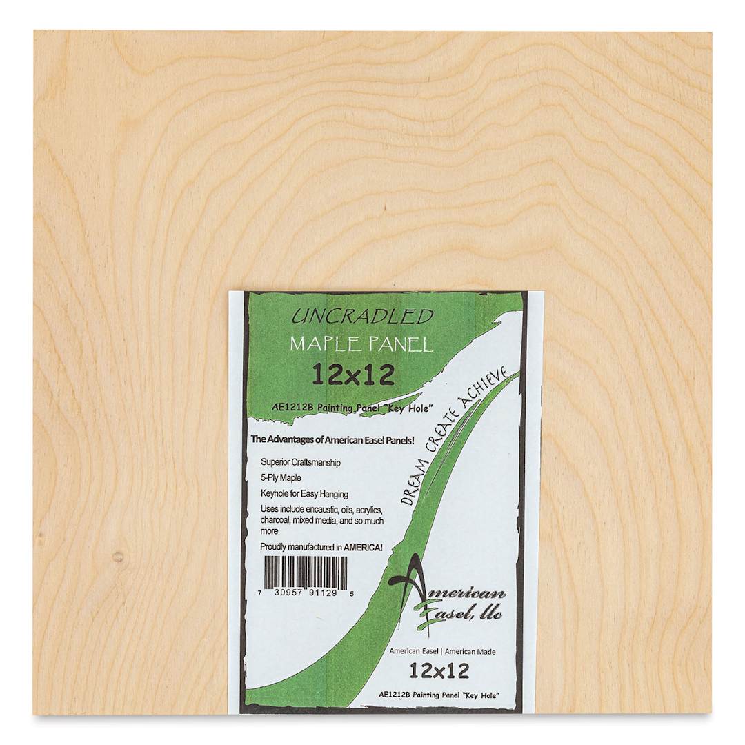 Open in modal - American Easel Maple Panel - 12" x 12", 1/2" Profile, Keyhole front with label