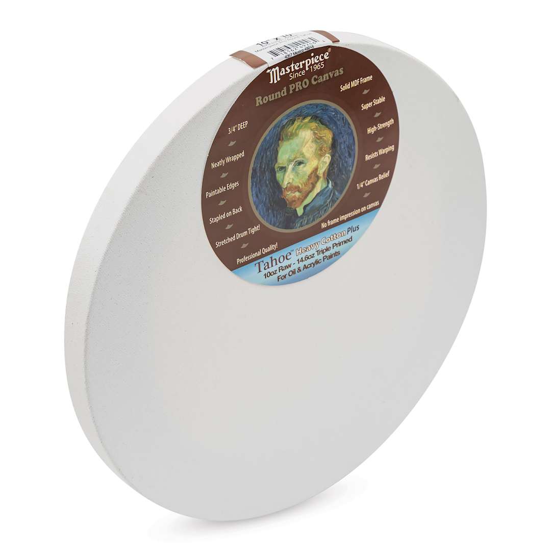 Open in modal - Masterpiece Pro Stretched Round Canvas - 10" Diameter, 3/4" Profile side view