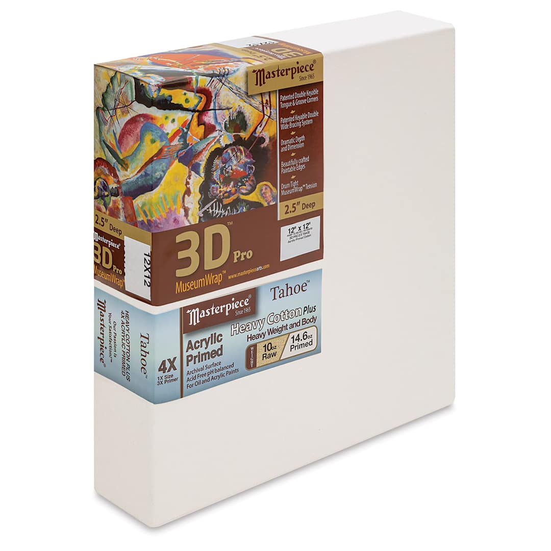 Open in modal - Masterpiece Tahoe Cotton Canvas - 12" x 12", 2-1/2" Profile, Acrylic Primed front side view