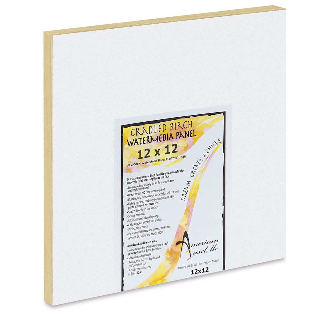 Open in modal - American Easel WaterMedia Panel - 12" x 12", Traditional Profile 7/8"
