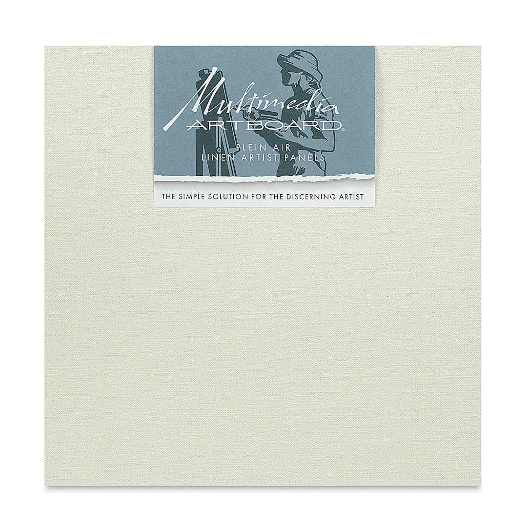 Open in modal - Multimedia Artboard Plein Air Acrylic Primed Linen Artist Panel - 12" x 12", 109 DP, Pkg of 3 front of package