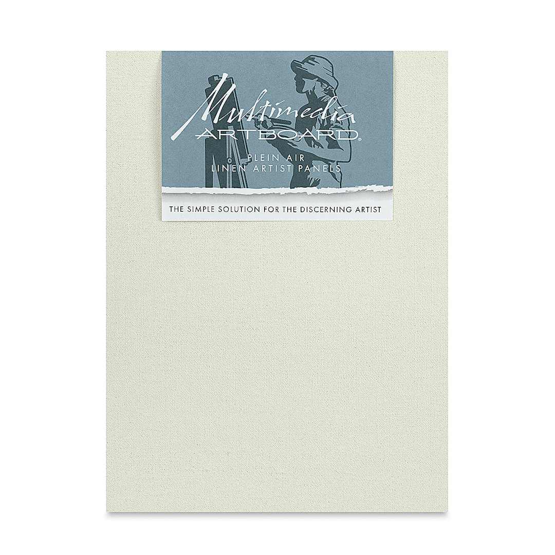 Open in modal - Multimedia Artboard Plein Air Acrylic Primed Linen Artist Panel - 9" x 12", 109 HP, Pkg of 3, front of package