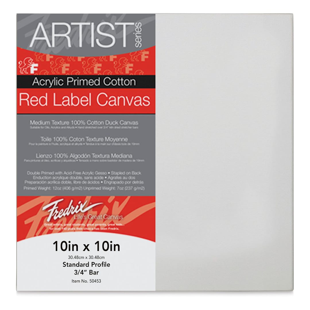 Open in modal - Fredrix Red Label Cotton Canvas - 10" x 10", 3/4" Profile