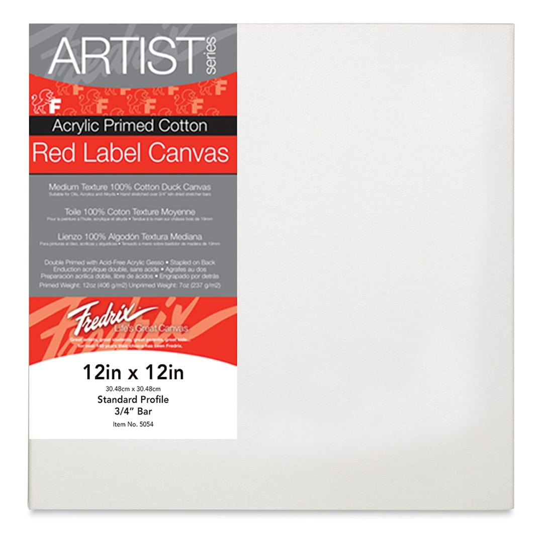 Open in modal - Fredrix Red Label Cotton Canvas - 12" x 12", 3/4" Profile