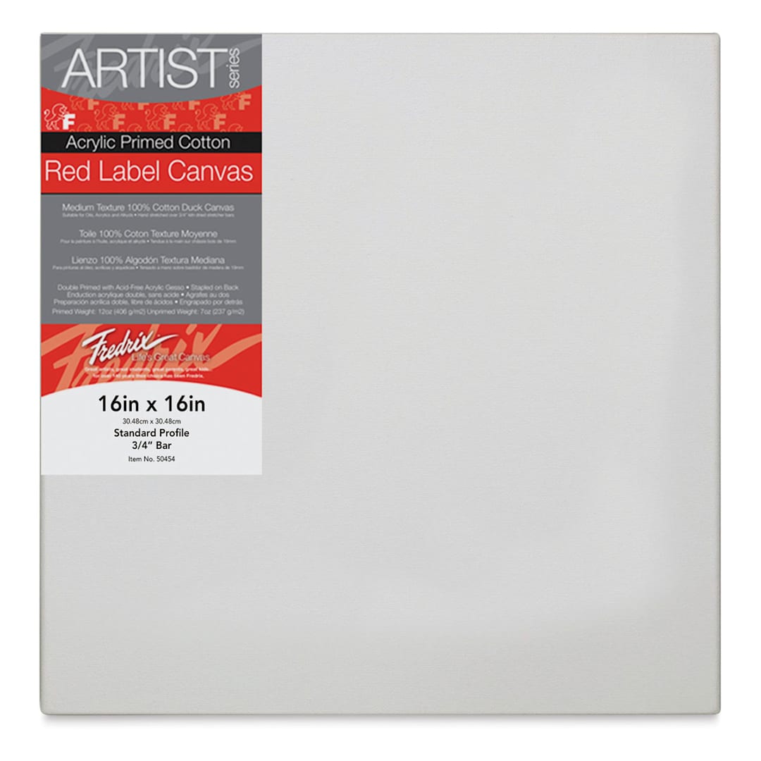 Open in modal - Fredrix Red Label Cotton Canvas - 16" x 16", 3/4" Profile