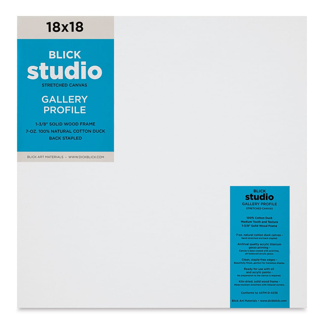 Open in modal - Blick Studio Stretched Cotton Canvas - Gallery Profile, 18" x 18"