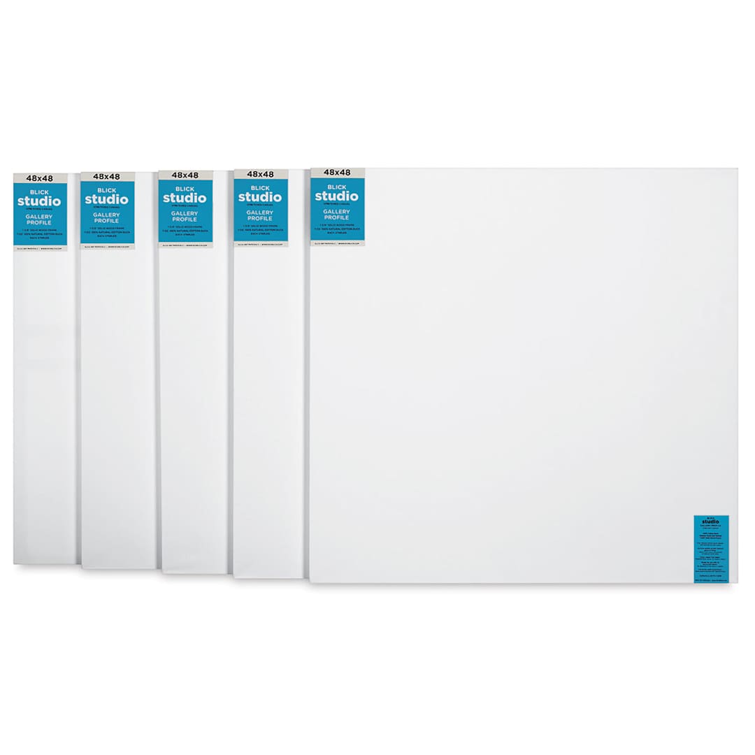 Open in modal - Blick Studio Stretched Cotton Canvas - Gallery Profile, 48" x 48", Pkg of 5 (fronts)