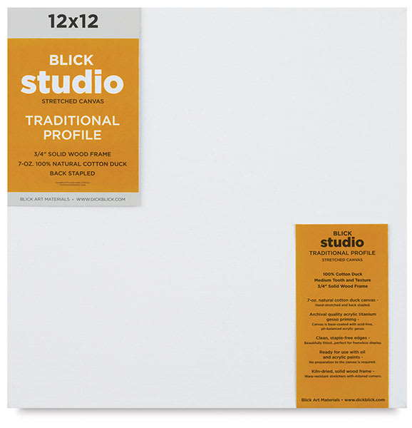 Open in modal - Blick Studio Stretched Cotton Canvas - Traditional Profile, 12" x 12" (front)