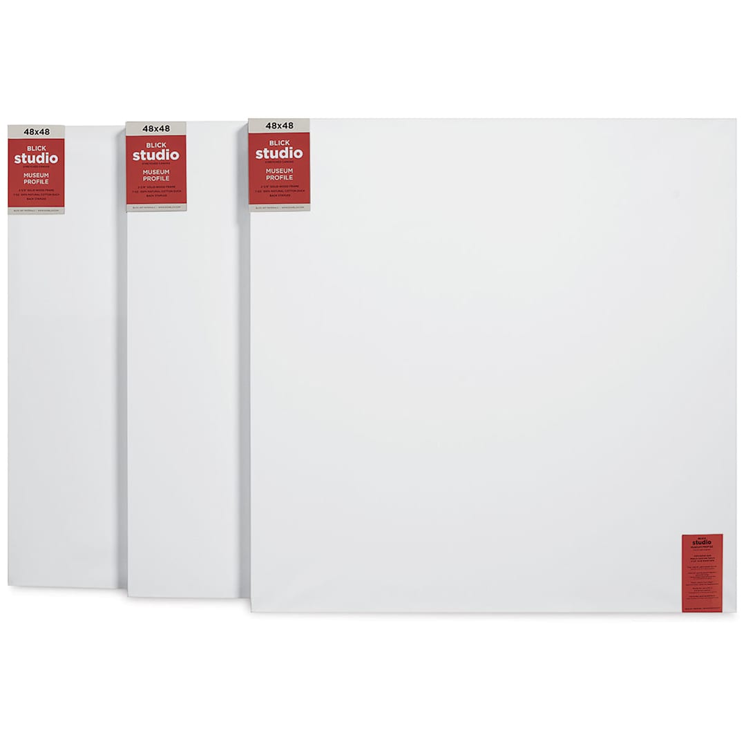 Open in modal - Blick Studio Stretched Cotton Canvas - Museum Profile, 48" x 48", Pkg of 3 (fronts)