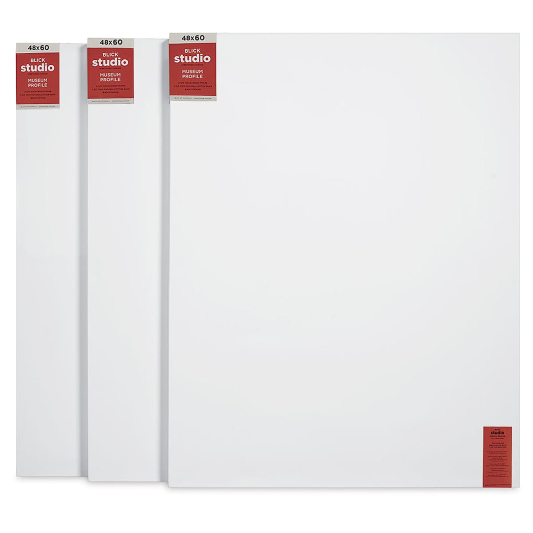 Open in modal - Blick Studio Stretched Cotton Canvas - Museum Profile, 48" x 60", Pkg of 3 (fronts)