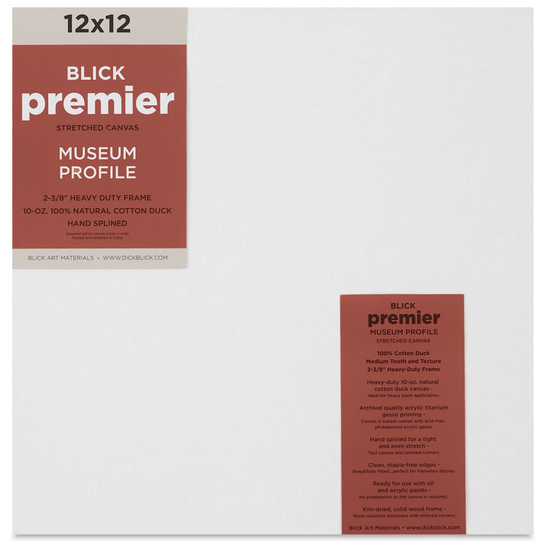 Open in modal - Blick Premier Stretched Cotton Canvas - Museum Profile, Splined, 12" x 12", front