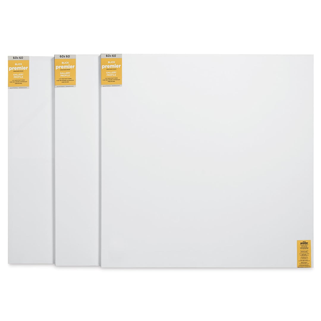 Open in modal - Blick Premier Stretched Cotton Canvas - Gallery Profile, Splined, 60" x 60", Pkg of 3 (three fronts)