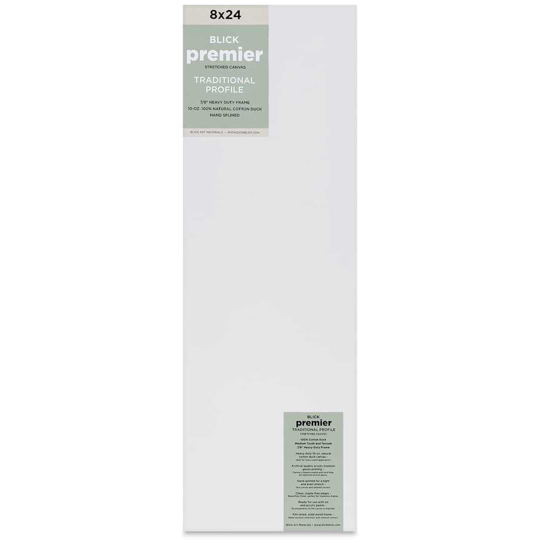 Open in modal - Blick Premier Stretched Cotton Canvas - Traditional Profile, Splined, 8" x 24", front
