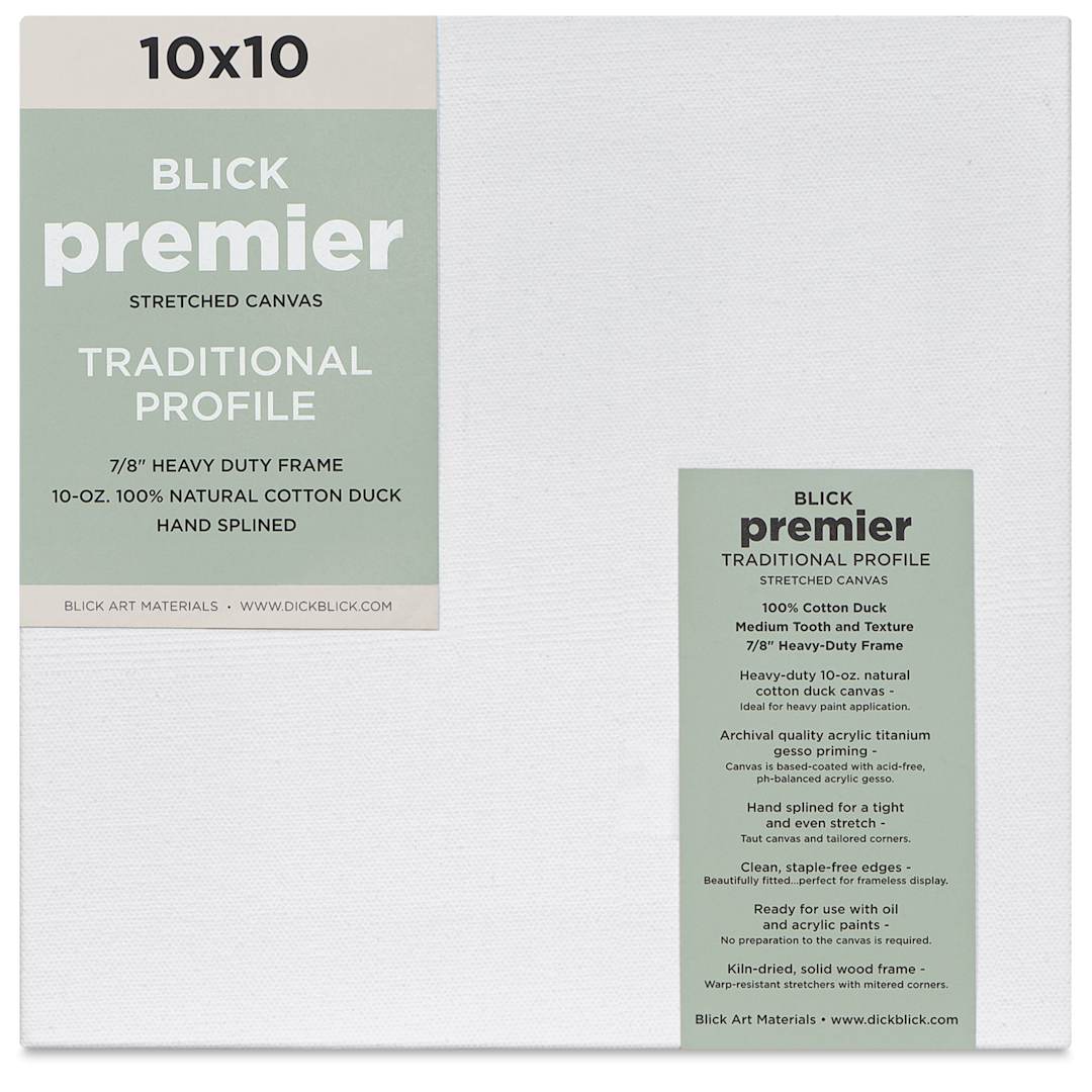 Open in modal - Blick Premier Stretched Cotton Canvas - Traditional Profile, Splined, 10" x 10", front
