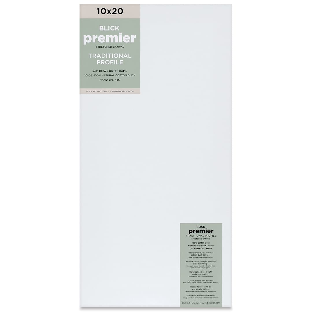 Open in modal - Blick Premier Stretched Cotton Canvas - Traditional Profile, Splined, 10" x 20", front