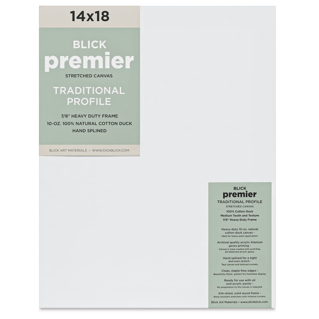 Open in modal - Blick Premier Stretched Cotton Canvas - Traditional Profile, Splined, 14" x 18", front
