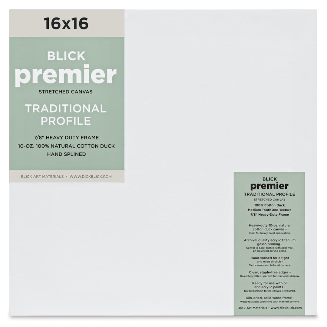 Open in modal - Blick Premier Stretched Cotton Canvas - Traditional Profile, Splined, 16" x 16", front
