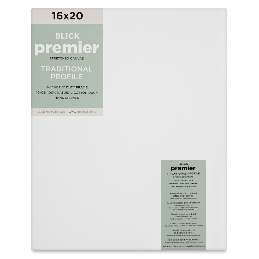 Open in modal - Blick Premier Stretched Cotton Canvas - Traditional Profile, Splined, 16" x 20", front