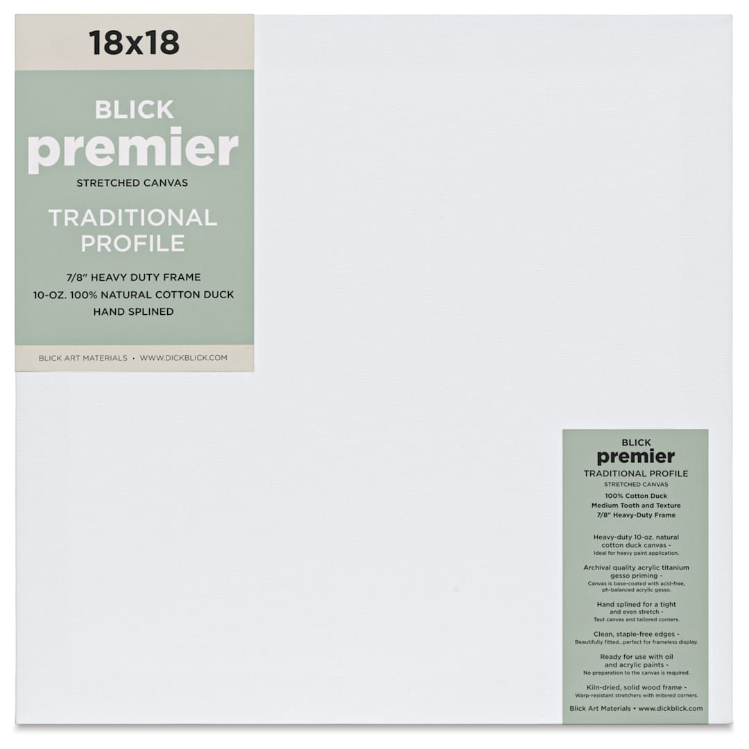 Open in modal - Blick Premier Stretched Cotton Canvas - Traditional Profile, Splined, 18" x 18", front