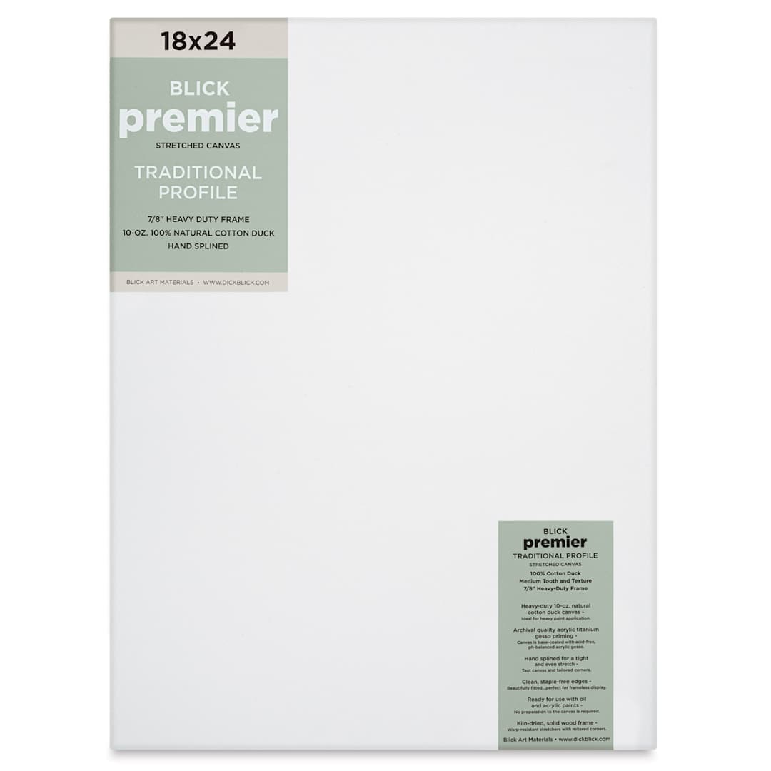 Open in modal - Blick Premier Stretched Cotton Canvas - Traditional Profile, Splined, 18" x 24", front