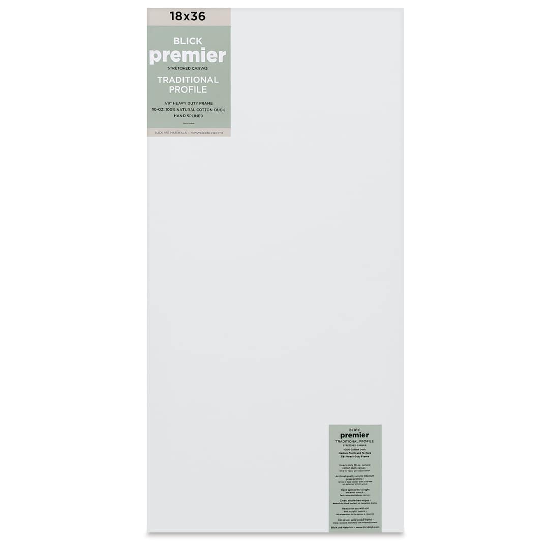 Open in modal - Blick Premier Stretched Cotton Canvas - Traditional Profile, Splined, 18" x 36", front