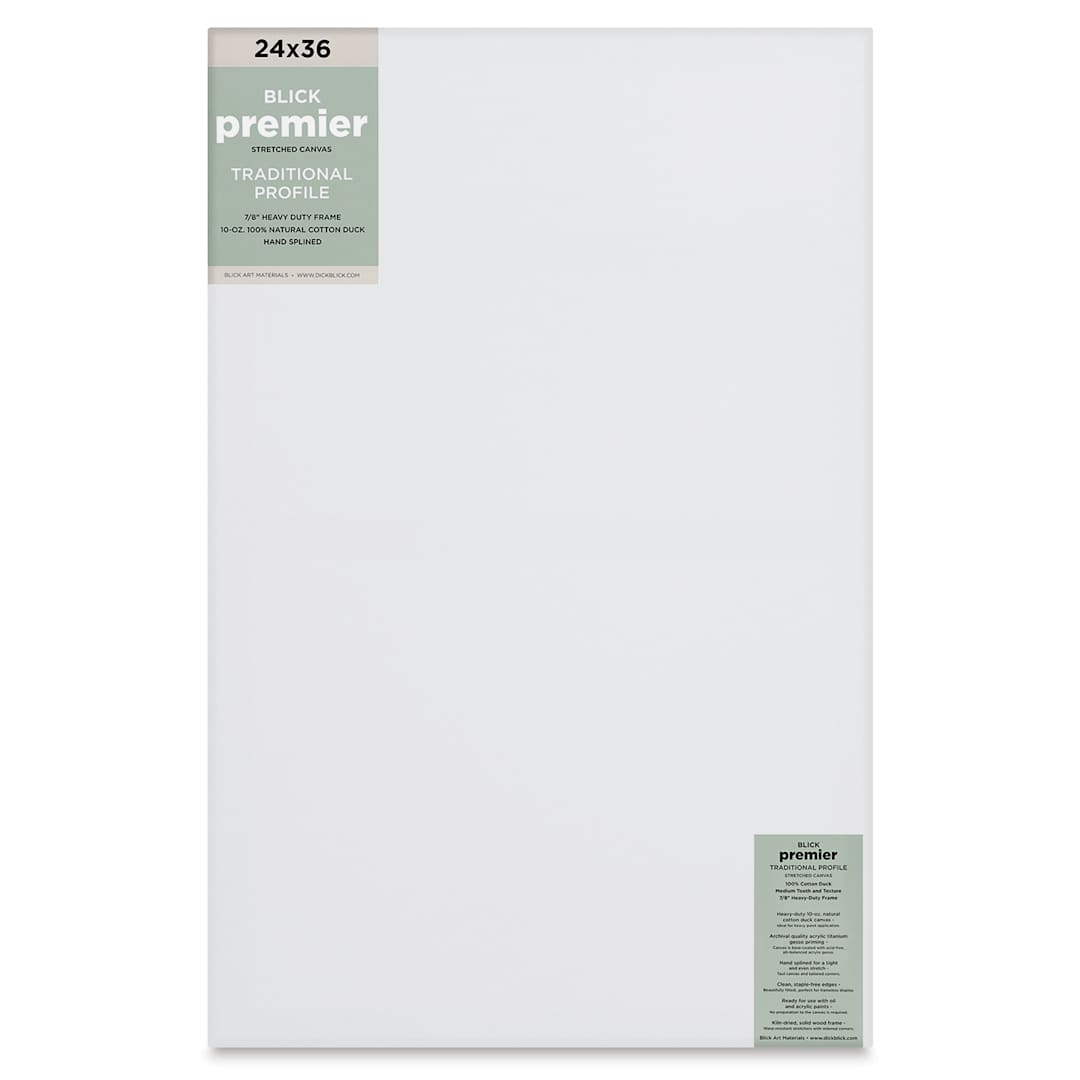 Open in modal - Blick Premier Stretched Cotton Canvas - Traditional Profile, Splined, 24" x 36", front