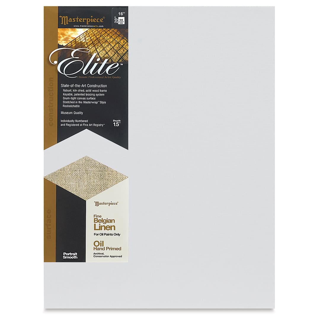 Open in modal - Masterpiece Elite Portrait Smooth Linen Canvas - Front view with label
