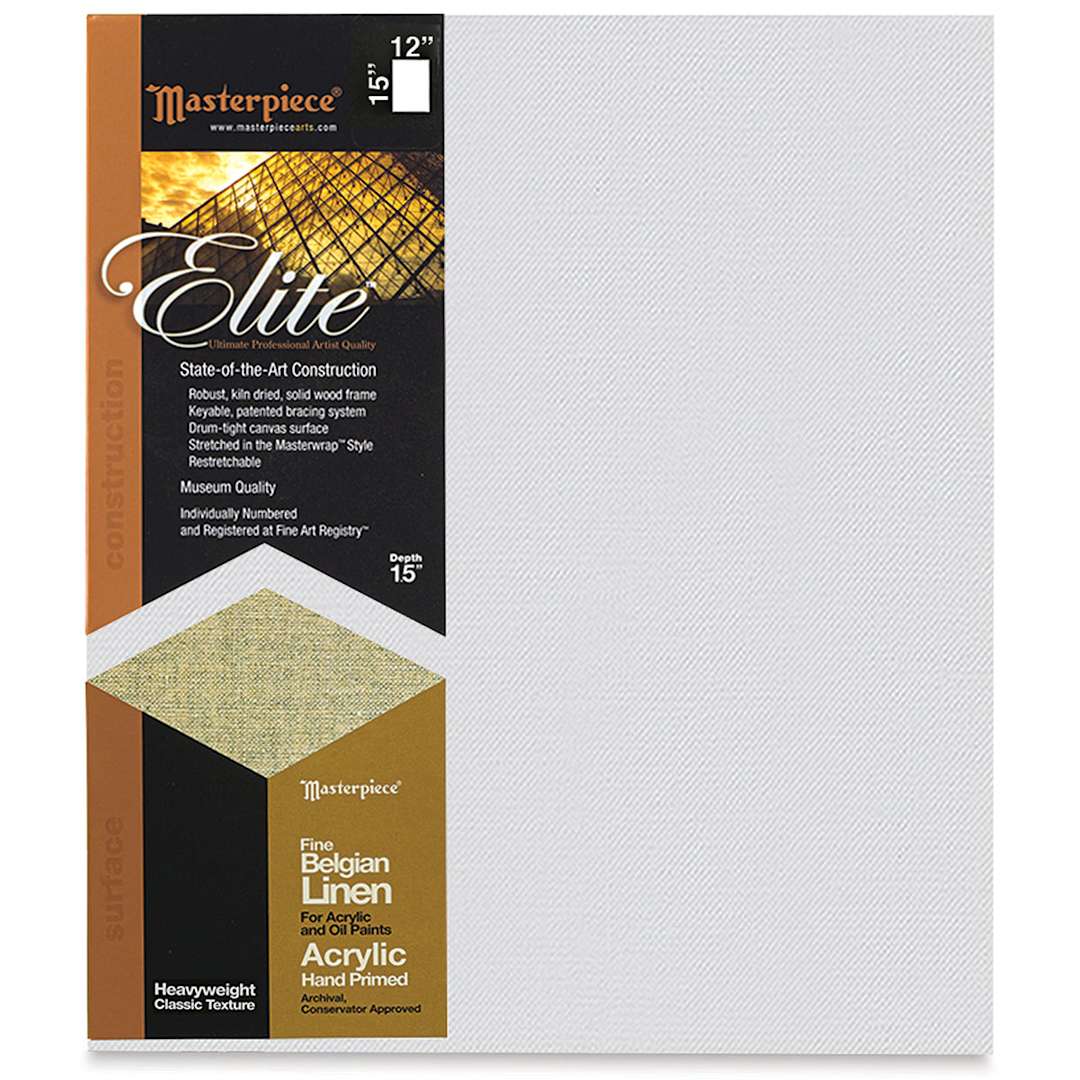 Open in modal - Elite Heavyweight Acrylic Primed Linen Canvas - Front view with label
