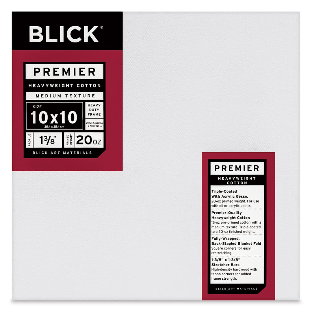 Open in modal - Blick Premier Heavyweight Stretched Cotton Canvas - 10" x 10", 1-3/8" Profile