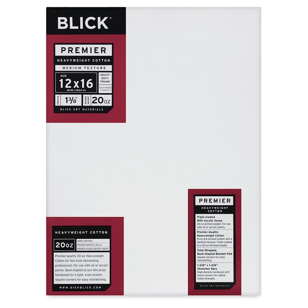 Open in modal - Blick Premier Heavyweight Stretched Cotton Canvas - 12" x 16", 1-3/8" Profile