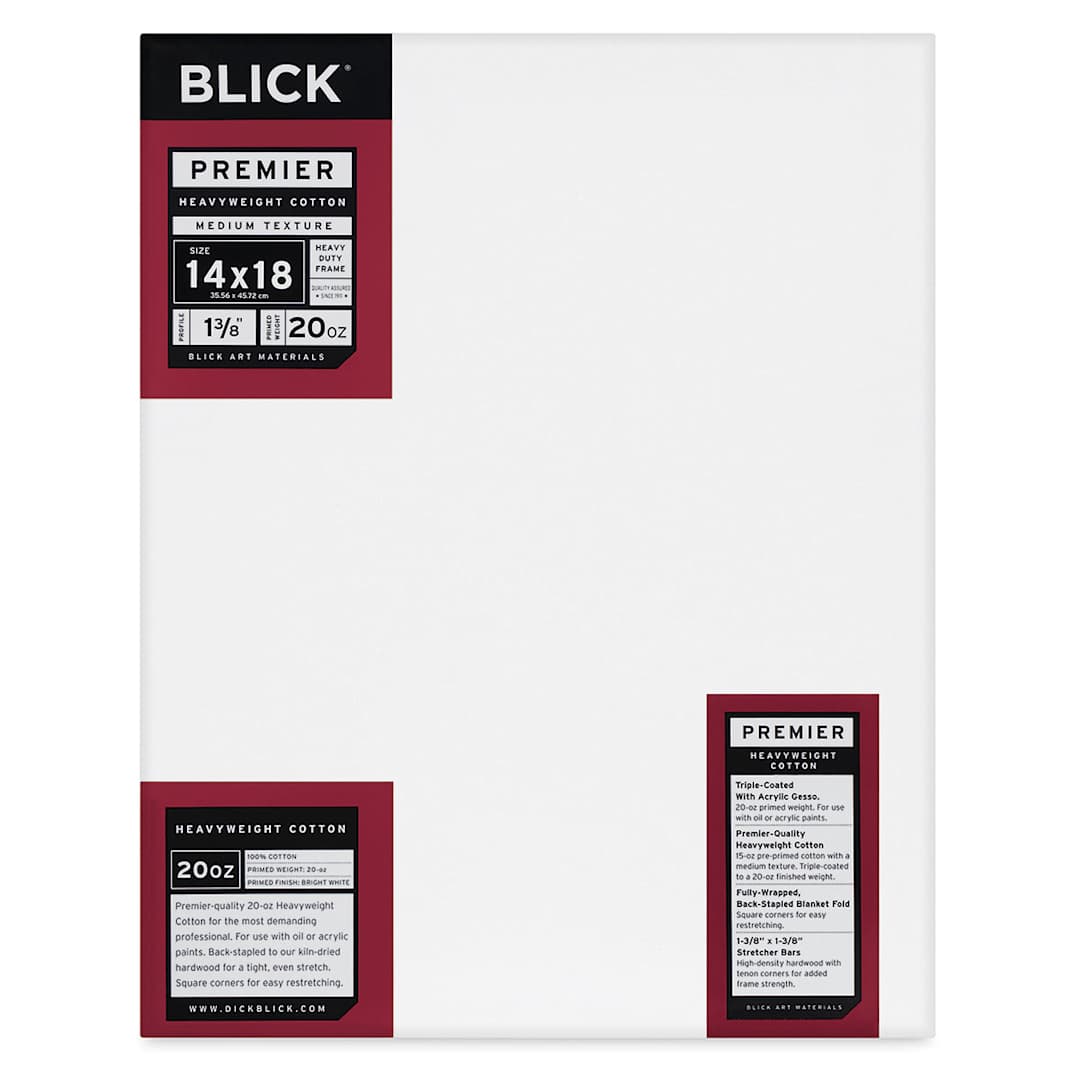 Open in modal - Blick Premier Heavyweight Stretched Cotton Canvas - 14" x 18", 1-3/8" Profile