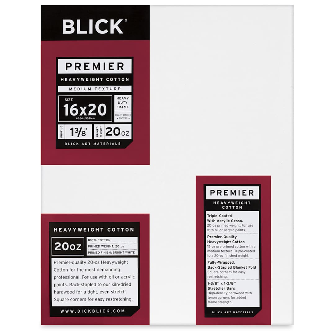 Open in modal - Blick Premier Heavyweight Stretched Cotton Canvas - 16" x 20", 1-3/8" Profile